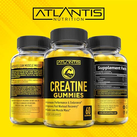 Atlantis Nutrition - Gomas de Creatina Monohidratada para Força – 100g – Marca de Produto