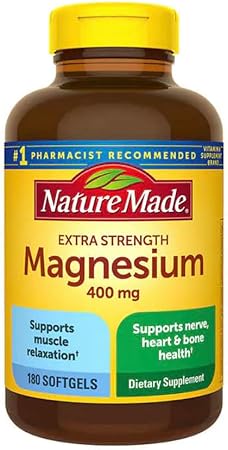 Magnésio 400 mg Óxido Extra Forte 180 cápsulas, 180 dias de suprimento – 1 cápsula diária com água e uma refeição – Guia de Suplementos incluso - Nature Made