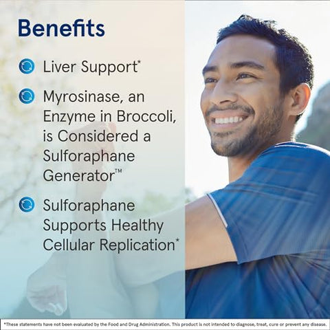 BroccoMax Gerador de Sulforafano 35 mg com Glucosinolato de Sulforafano e Mirosinase, Suplemento Alimentar para Suporte à Saúde do Fígado, 120 Cápsulas Vegetais de Liberação Retardada - Jarrow Formulas