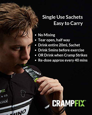 CRAMPFIX - Sports Shot: Alívio Instantâneo de Cãibras Musculares, Sachês Práticos, 15 Unidades, Natural, Limão