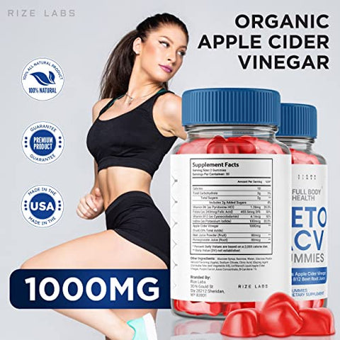 rize labs - Gummies Full Body Health Keto ACV – Fórmula Max Strength para Perda de Peso Avançada com Energia Keto ACV – Fullbody AVC Plus Gummie Gomita (60 Gummies)
