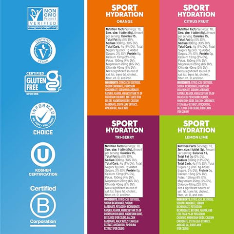 Sport: Tabletes de Bebida Esportiva Rica em Eletrólitos, Sabor Misto de Citrus Berry, Caixa com 4 Unidades (40 porções), Bebida Esportiva para Reposição de Eletrólitos Essenciais Perdidos - Nuun