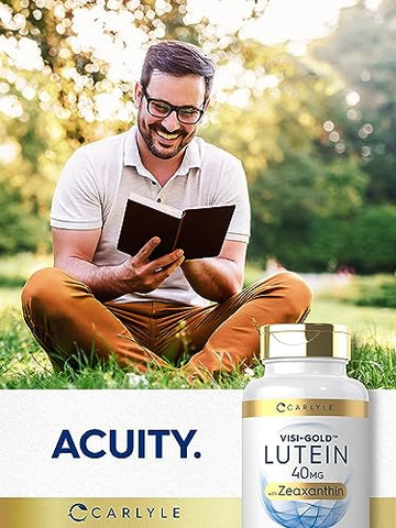 Luteína e Zeaxantina 40 mg | 180 Softgels | Vitaminas para a Saúde dos Olhos | Não-OGM - Carlyle
