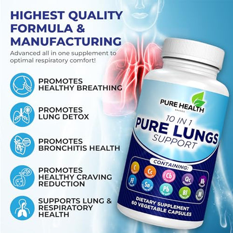 Pure Health Brands - 10 em 1 – Desintoxicação Pulmonar: Limpeza e Cuidado para seus Pulmões | Marca: Lung Detox