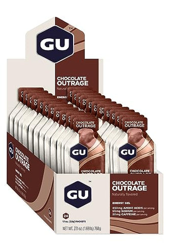 GU ENERGY GEL - GU Energy Gel Original: Energia Vegana, Sem Glúten, Kosher e Sem Laticínios para Qualquer Treino, 24 Unidades, Sabor Chocolate Intenso