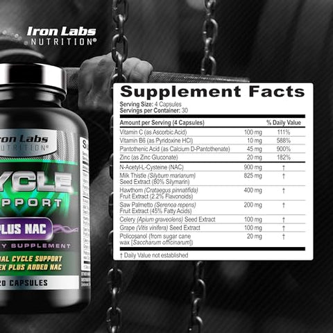 Suporte para Ciclo Plus NAC – Suplemento para Suporte Renal e Hepático – Suplementos de Suporte para Homens – N Acetil L Cisteína e Leite - Iron Labs Nutrition