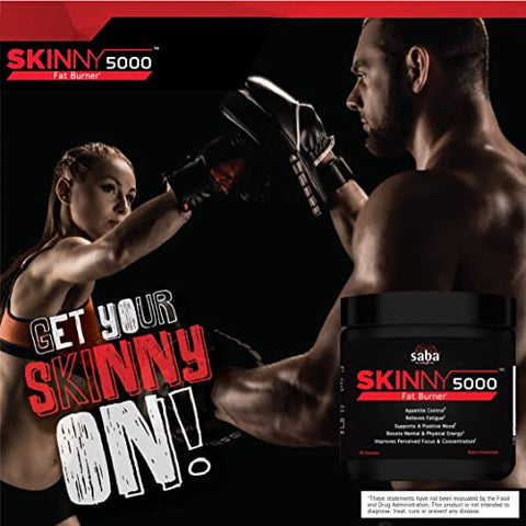 Skinny 5000 – Perda de Gordura – Controle de Apetite – Energia Suave sem Jitter – Foco – 60 Cápsulas - Saba