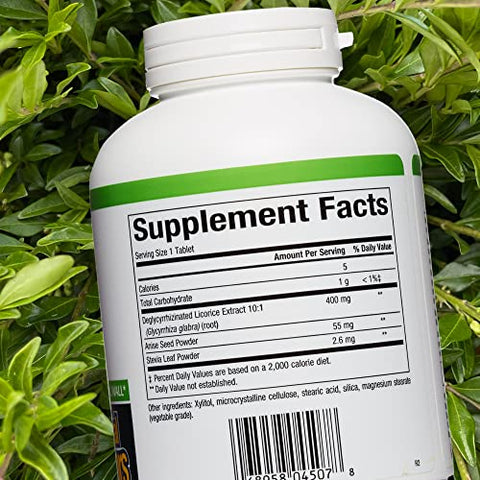 Extrato de Alcaçuz Mastigável 400 mg, para Digestão Saudável, 180 Comprimidos (Embalagem de 1) - Natural Factors