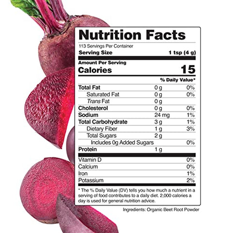 Nations Nutrition - Pó de Beterraba Orgânica Pura – Superfood de Circulação de Óxido Nítrico, Apoia o Fluxo Sanguíneo – 100g