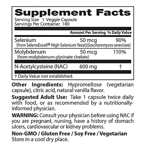 Doctor's BEST - Doctor’s Best Nac Detox Reguladores com seleno excell, Não-OGM, Vegetariano, Sem Glúten – 60 cápsulas