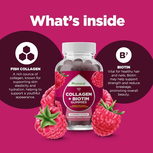 Gummies Extra Forte Biotina e Colágeno – Cabelo, Pele e Unhas – Gummies de Biotina com Colágeno para Cabelo, Pele e Unhas – Gummies de Biotina e Colágeno - Phytoral
