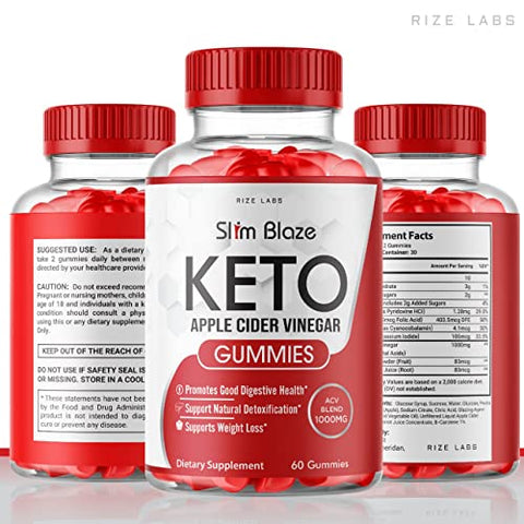 rize labs - (2 Pacotes) Gomas de Vinagre de Maçã ACV Slim Blaze Keto (120 Gomas) – Marca em Destaque