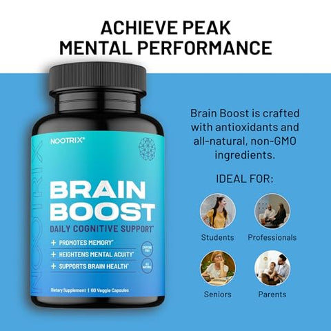 Nootrix - Suplemento Nootrópico Brain Boost | Suporte à Memória, Foco Mental e Saúde Cognitiva | Marca em Destaque