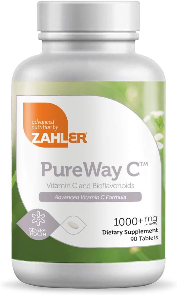Pureway C 1000mg – Vitamina C Avançada Certificada Kosher, 90 Comprimidos (Embalagem com 90 Unidades) - Zahler