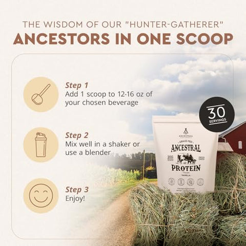Proteína em Pó de Carne de Pasto, Baunilha, Caldo de Osso de Carne com Órgãos Bovinos – 100% Natural e Nutritivo - Ancestral Supplements