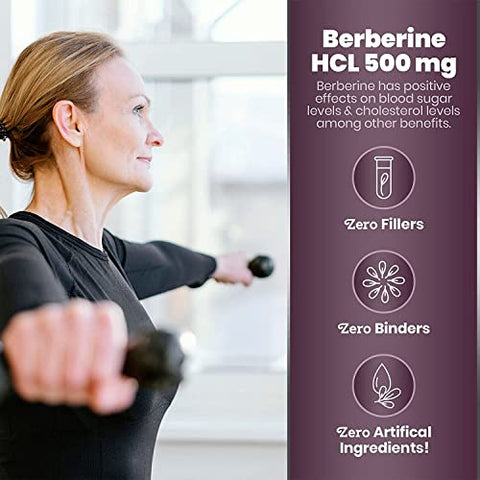 Simply Natures Pure - Berberina HCl 500mg Pura da Simply Natures – 120 Cápsulas – Suporte Cardiovascular Gastrointestinal Imunológico – Cromo Canela (Pacote com 3)