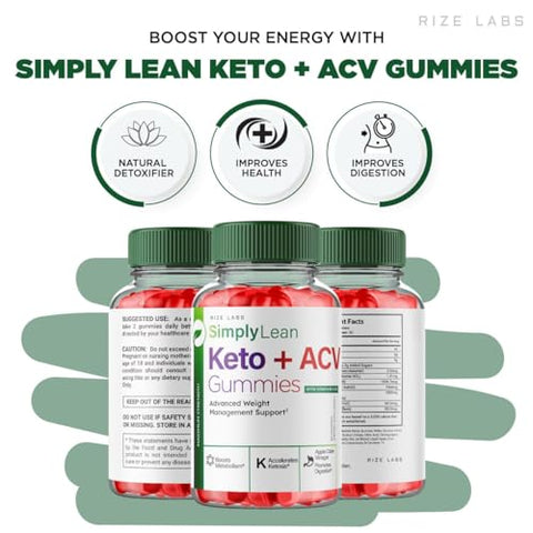 rize labs - (2 Pacotes) Gomas Simply Lean Keto ACV, Gomas SimplyLean Keto para Perda de Peso Avançada, SimplyLean Suplemento, Gomitas SimplyLean Máxima Potência, SimplyLean Avançado