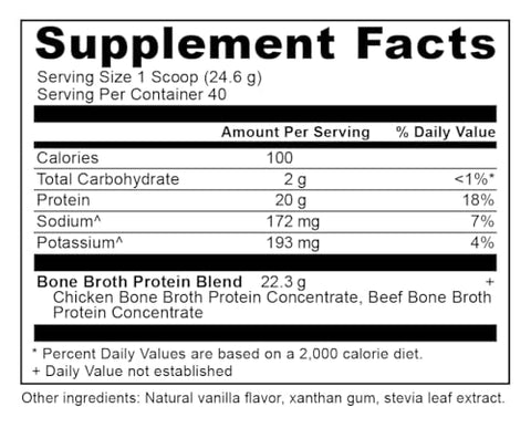 Proteína em Pó de Caldo de Osso Real, Baunilha, 20g de Proteína por Porção, 40 Porções, Colágeno Hidrolisado em Pó Livre de Glúten, Ótimo em - Ancient Nutrition