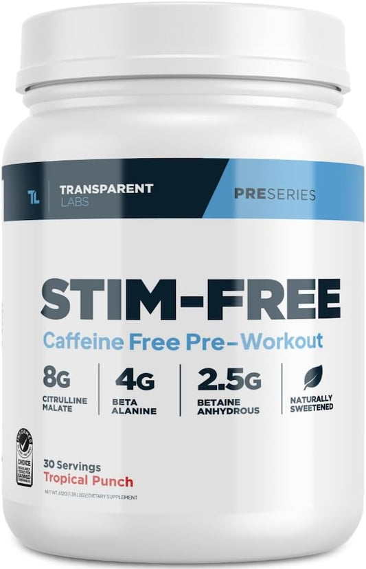 Stim-Free Pre-Workout – Cafeína: Energia e Desempenho para seus Treinos - Transparent Labs