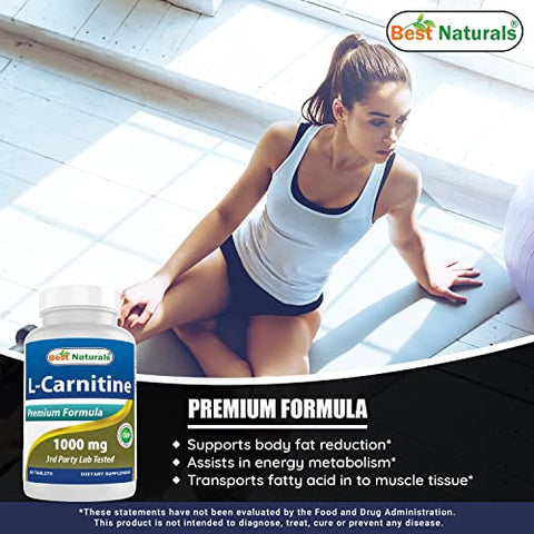 Best Naturals - Melhor Naturals L-Carnitina 1000mg 60 Comprimidos (Pacote com 2) – Marca de Produto