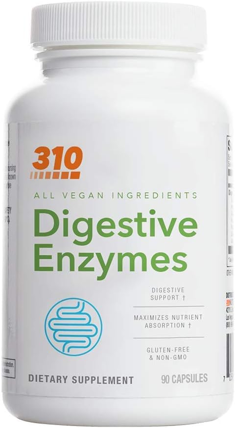 Digestive Enzyme (90CT) | Enzima Digestiva Multienzimática com Lactase para Auxiliar a Digestão do Corpo | Suporte para Conforto Digestivo e Redução de Inchaço - 310 Nutrition