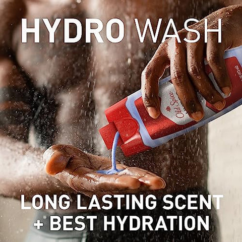 Hydro Body Wash for Men 2 em 1 Hidratação de Fragrância Duradoura, Coleção Trabalho Duro, Fragrância Suave e Elegante, 16 Ounce (Pack de 4) - Old Spice
