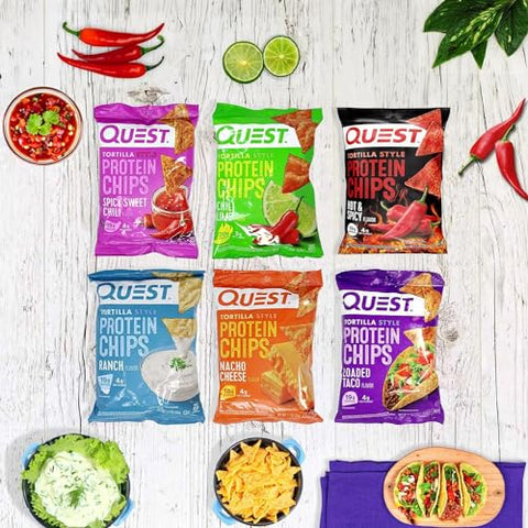Pacote Variado de Chips de Proteína Quest – Sabores Sortidos – Snacks de Alta Proteína – 6 Pacotes de Alta Proteína, Baixo Carboidrato, Sem Glúten, 31g (Lenço Purpalia)