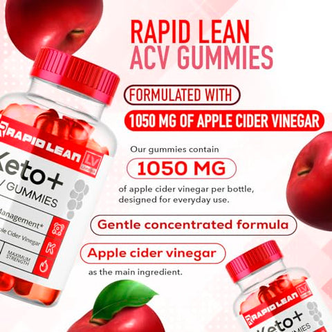 LIVORKA - (2 Pacotes) Gomas Rapid Lean Keto ACV, Fórmula Avançada RapidLean Keto ACV Vinagre de Maçã, 120 Gomas para 2 Meses