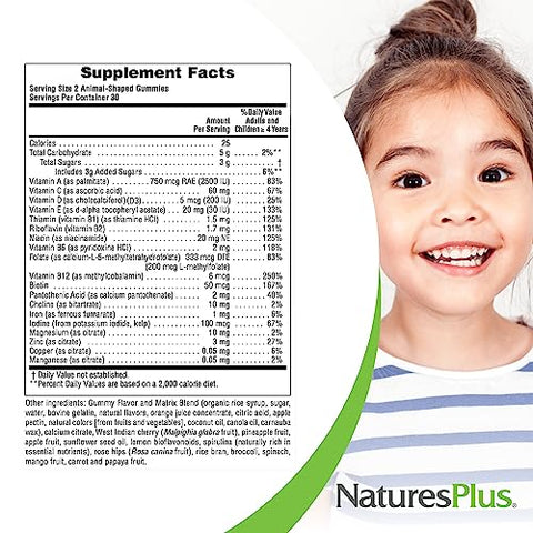 Animal Parade Multivitamínico Infantil – 50 Gomas em Formato de Animais – Cereja e Uva – Marca Natures Plus - Natures Plus