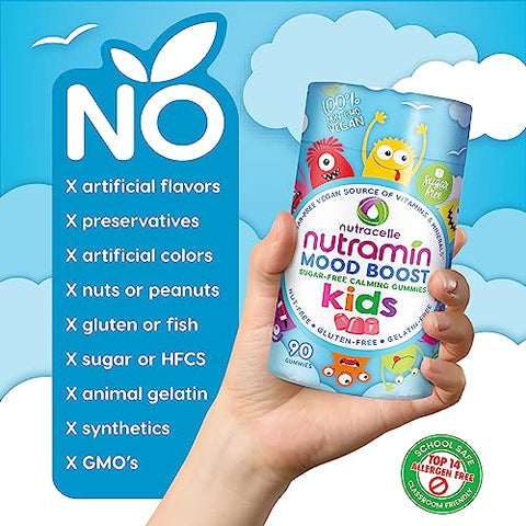 Nutracelle - NUTRAMIN Kids Mood Boost Gummy: Vitamina de Magnésio Citrato Deliciosa e Calmante com Ashwagandha – Marca NUTRAMIN