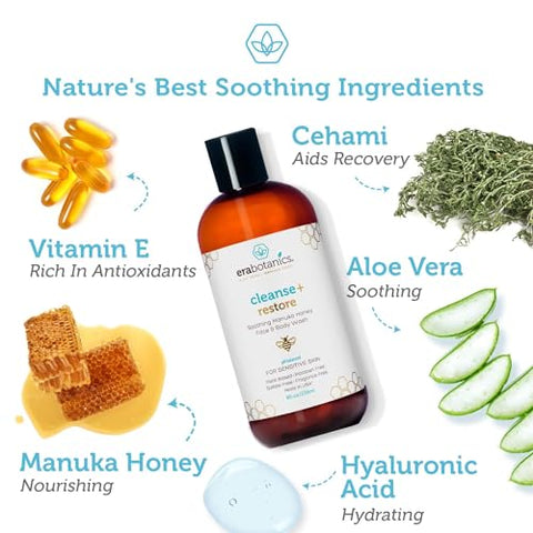 Era Organics - Melhor Sabonete Facial de Mel Manuka para Mulheres e Homens – Limpeza Hidratante para Pele Seca com Aloe Vera Orgânica – Suave e Calmante – Fabricado nos EUA – Livre de Sulfatos