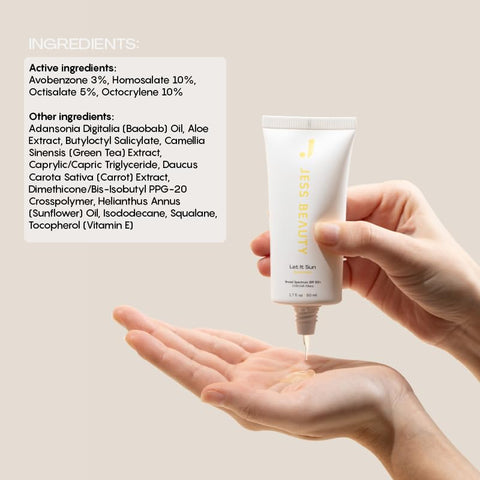 JESS BEAUTY - Protetor Solar Jess Beauty Let it Sun 50, Chá Verde – 50g