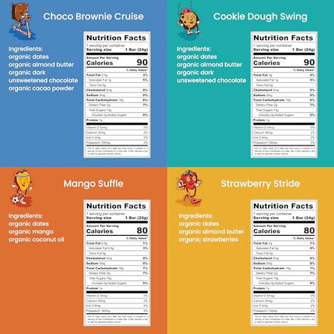 Barra Yo! da Bearded Brothers – Vegana, Orgânica e para Crianças | Sem Glúten, Paleo e Whole 30 | Livre de Soja, Não-OGM, Baixo Índice Glicêmico, Sem Adição de Açúcar, Alimentos Integrais com Fibra | Variedade de 4 Sabores | 100% Natural e Saudável