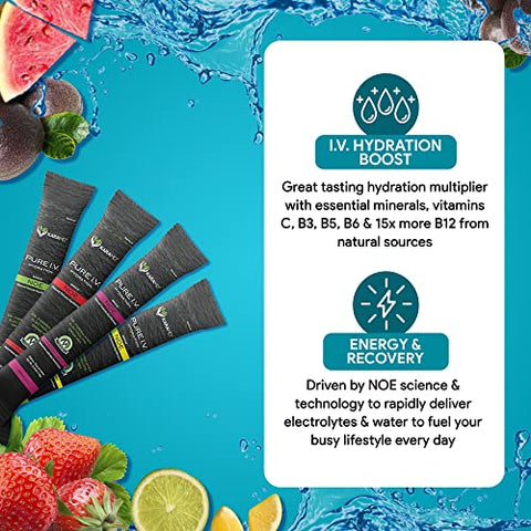 Pure I.V. – Mistura em Pó de Bebida Refrescante com Eletrólitos em 4 Sabores – Fórmula Profissional - KaraMD