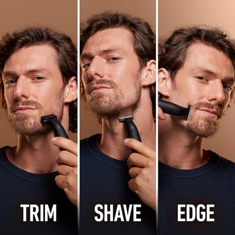 Aparador de Barba King C. Gillette All-in-One com Lâmina 4D e 3 Pentes Intercambiáveis, à Prova d’Água, Cuidados com a Barba, Duração de 6 Meses