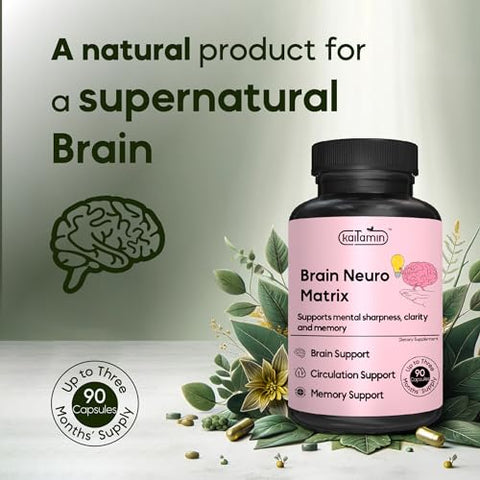 Kaitamin - Nootropic Vitamin Brain Matrix – Ginkgo Biloba, Huperzine A, Bacopa Monnieri, L-Carnitine, Phosphatidylserine – Melhora Memória e Concentração