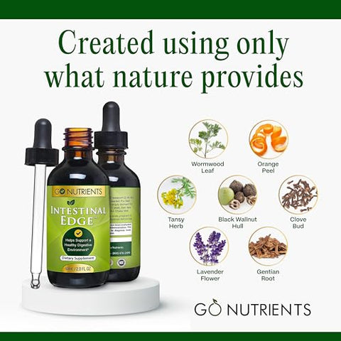 Intestinal Edge – Suporte à Saúde Intestinal: Nutrição Digestiva, Vitalidade e Pele Radiante com Nogueira Preta, Cravo e Raiz de Genciana – 100% Natural e Livre de Transgênicos – 60ml - Go Nutrients