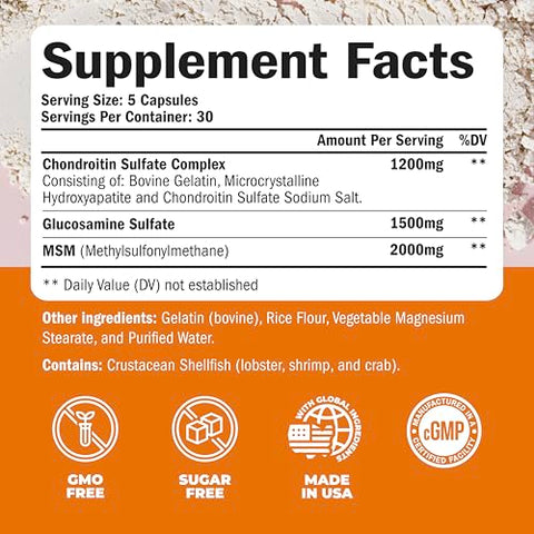 Vimerson Health - Suplemento de Suporte Articular com Glucosamina, Condroitina e MSM – 1500 mg de Sulfato de Glucosamina e Complexo de Sulfato de Condroitina – Saúde Articular para Mulheres