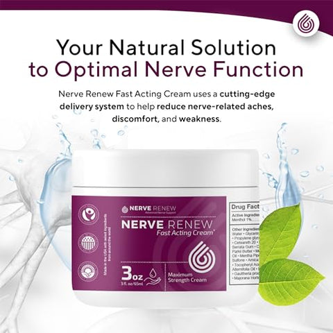 Creme NERVE RENEW Máxima Potência – Fórmula de Creme de Arnica com Ethoxydiglycol, Triglicerídeo Caprílico para Conforto Calmante – 65 ml