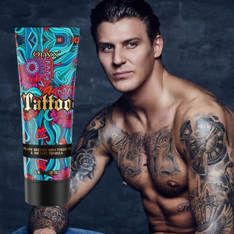 Loção Bronzeadora Onyx Tattoo com Proteção contra Desbotamento e Cuidado para Tinta
