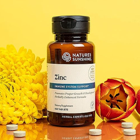 Nature's Sunshine - Nature’s Sunshine Zinc 25mg, 150 Comprimidos | Reforça o Sistema Imunológico com 167%% do Valor Diário de Zinco | Marca Nature’s Sunshine