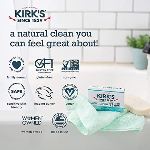 Kirk's - Sabonete de Coco Castile Original Kirk’s Sem Fragrância 113 g (Pacote com Múltiplas Unidades)