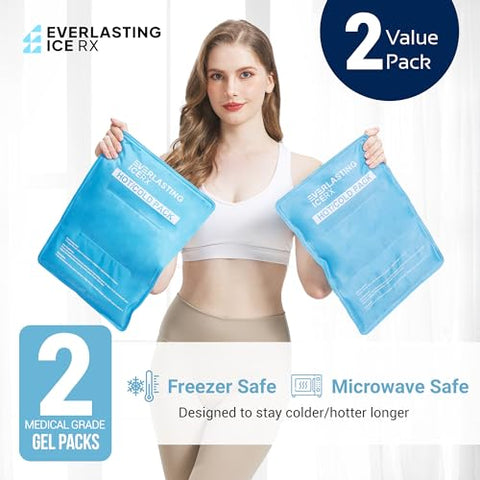 Everlasting Ice RX - Pacote de Gelo Reutilizável para Lesões | 11″ x 14.5″ – 2 Pacotes XL | Quente