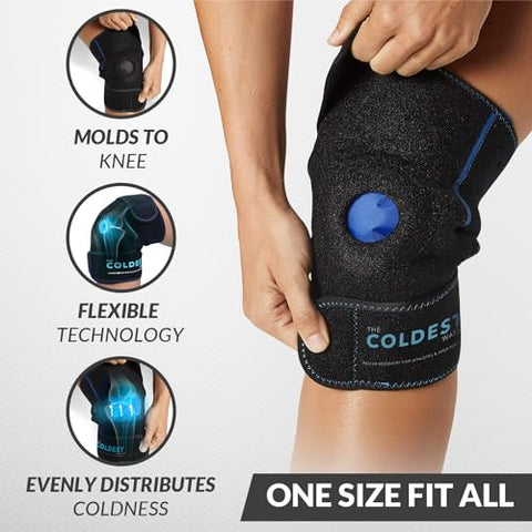 The Coldest Water - Envoltório de Gelo para Joelho The Coldest, Terapia Quente e Fria – Compressão Reutilizável Ideal para Lesão no Menisco, Recuperação de Lesões, Dor de Bursite, Entorses, Inchaço e Reumatismo