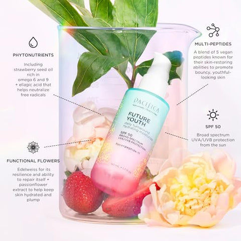 Beauty – Hidratante Diário FPS 50, Leve, Absorção Rápida, Combate Sinais de Envelhecimento, Amplo Espectro UVA/UVB, Químico, Hidratação Profunda - Pacifica