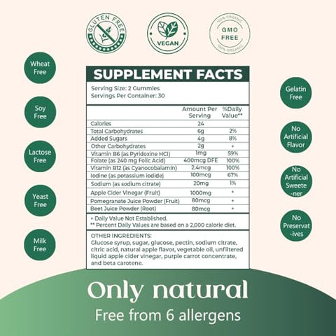 Facime - Keto Acv Gummies – Perda de Peso Avançada com Vinagre de Maçã – 1000MG com Romã, Beterraba em Pó, B12, Vegano Não GMO, Fabricado nos EUA, 60 Gummies