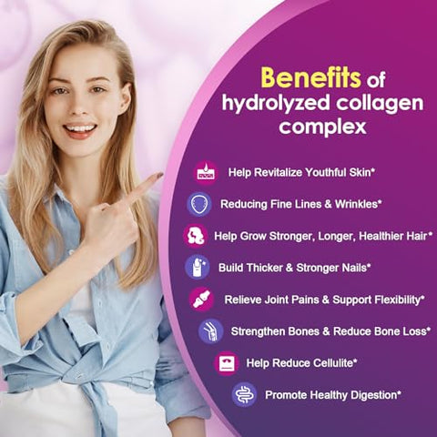 Pó de Colágeno Hidrolisado com Vitamina C e Ácido Hialurônico – Suporte para Pele, Cabelo e Unhas – Tipo I, II, III, V, X – 100g - NATURE TARGET