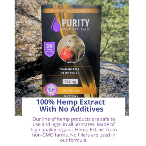 Purity Hemp Naturals - Hemp Patch 18 unid. (438 mg) Gold 3X Mais Potente 24 mg Patches. Liberação Estendida 24Hr. Prático