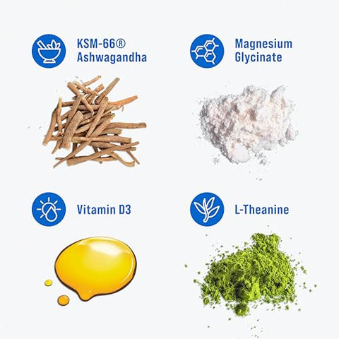 Supercalm Drink Mix – Ashwagandha KSM 66, Magnésio Glicinato, L-Teanina, Vitamina D3 – Extrato de Raiz de Ashwagandha, Magnésio - Nello