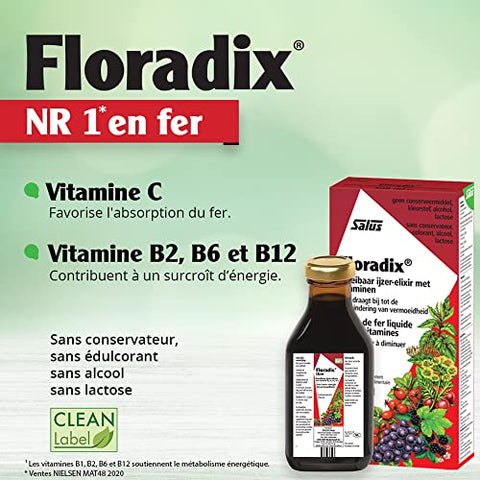 Salus - Floradix: Fórmula Líquida de Ferro e Vitaminas 250ml